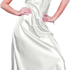 Nachtkleding voor dames, van satijn, maten XS-2XL, 100% polyester, ecru, M