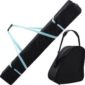 Navaris set skitas en skischoenentas - Voor dames en heren - Tas voor skischoenen, schaatsen of snowboardschoenen - Tas voor paar ski's en skistokken