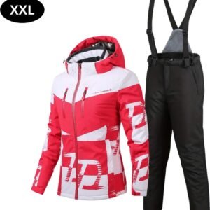 Nivard Ski Suit - Skipak - SkiBroek - Wintersport - Skijas - Dames - 2-Delig - Rood/Wit - Maat XXL