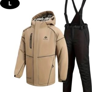 Nivard Ski Suit - Skipak - SkiBroek - Wintersport - Skijas - Heren - 2-Delig - Beige - Maat L