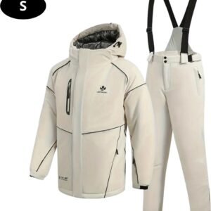 Nivard Ski Suit - Skipak - SkiBroek - Wintersport - Skijas - Heren - 2-Delig - Licht Beige - Maat S
