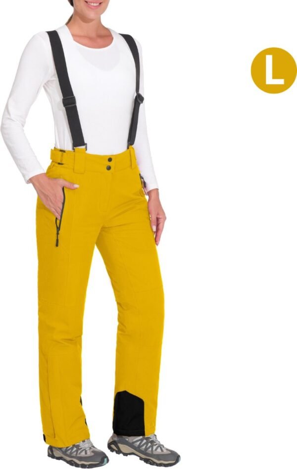 Nivard Skibroek - Skipak - Snowboard Broek - Winterbroek - Sneeuwbroek - Dames - Wintersport - Bretels - Geel - Maat L