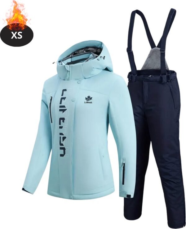 Nivard Skipak - SkiBroek - Skijas - Ski Suit - Wintersport - Dames - 2-Delig - Lichtblauw - Maat XS