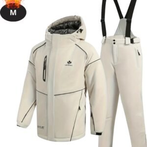 Nivard Skipak - SkiBroek - Skijas - Ski Suit - Wintersport - Heren - 2-Delig - Beige- Maat M