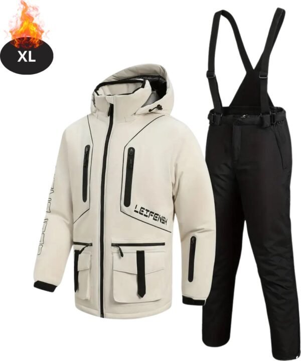 Nivard Skipak - SkiBroek - Skijas - Ski Suit - Wintersport - Heren - 2-Delig - Beige- Maat XL