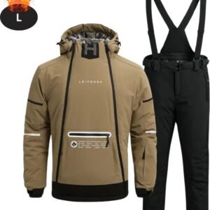Nivard Skipak - SkiBroek - Skijas - Ski Suit - Wintersport - Heren - 2-Delig - Khaki - Maat L