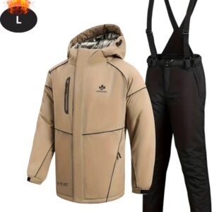 Nivard Skipak - SkiBroek - Skijas - Ski Suit - Wintersport - Heren - 2-Delig - Khaki - Maat L
