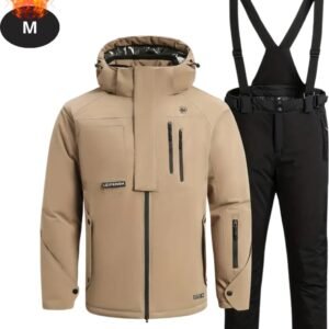 Nivard Skipak - SkiBroek - Skijas - Ski Suit - Wintersport - Heren - 2-Delig - Khaki - Maat M