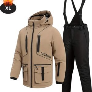 Nivard Skipak - SkiBroek - Skijas - Ski Suit - Wintersport - Heren - 2-Delig - Khaki - Maat XL