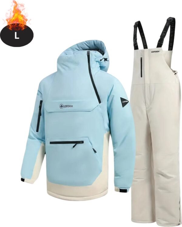 Nivard Skipak - SkiBroek - Skijas - Ski Suit - Wintersport - Heren - 2-Delig - Lichtblauw - Maat L