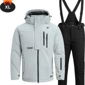 Nivard Skipak - SkiBroek - Skijas - Ski Suit - Wintersport - Heren - 2-Delig - Lichtgrijs - Maat XL