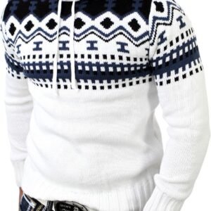 Noorse Herentrui met Capuchon Grof Gebreid Winter Sweater Slim Fit