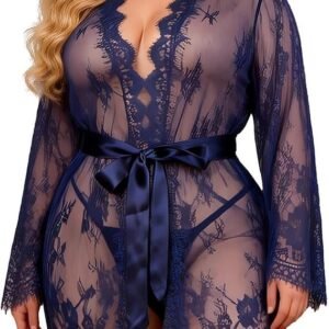 Ohyeahlady Lingerie Babydoll Lingerie voor Dames Kanten Kimono Nachthemd Ondergoed Sexy Lingerie Nachtkleding Kant met String Nachtkleding Jurk met Riem