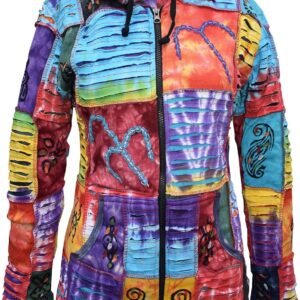 Patchwork Jas met Kleurrijk Geborduurde Tie-Dye Stijl - Katoen