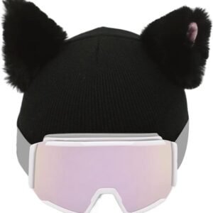 Pluche Kattenoren - Helm Accessoires - Winter Sport - Wasbaar Materiaal - Gemiddelde Maat - Zwart
