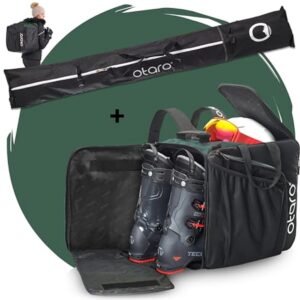 Premium Skitas Set - Ski en Schoen Tas - Wintersporter Uitrusting - Individuele Rolltop - 57L Capaciteit - Zwart