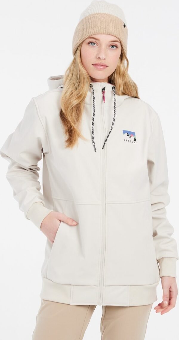 Protest Prtkym - Softshell jas Dames - Waterafstotende afwerking - Waterkolom 10K - Capuchon - Kitoffwhite