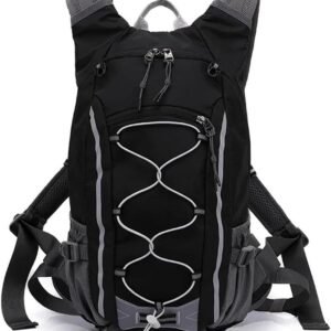 Rollerblading rugzak, Ski-rugzak, outdoor- en wandelrugzak for dames heren, hardloop-, ski- schaatsrugzak(Black)