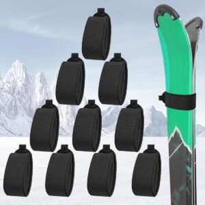 Set van 10 verstelbare skistraps van nylon en EVA, 5 x 48 cm, voor het veilig bevestigen van ski's en snowboarden