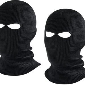 Set van 2 Gebreide 3-Gats Bivakmutsen voor Winter, Skiën en Fietsen - Thermische Gezichtsbescherming