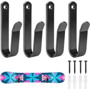 Set van 4 clips voor snowboard wandmontage - horizontale skateboard muurbevestiging voor indoor opslag