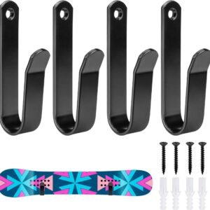 Set van 4 clips voor snowboard wandmontage - horizontale skateboard muurbevestiging voor indoor opslag