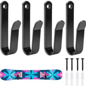 Set van 4 clips voor snowboard wandmontage - horizontale skateboard muurbevestiging voor indoor opslag