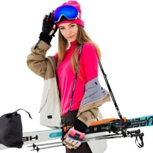Ski Draagriem - Skibanden Set - Veilig Transport - Verstelbare Schouderband - 110-178 cm - Oranje Zwart