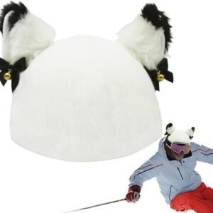Ski Helm Cover - Helm Decoratie - Wintersport Bescherming - Grappige Kat Oren - Gemiddelde Grootte - Wit