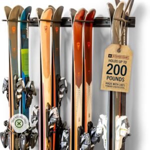 Ski Muur Opbergrek voor 8 Paren - Stevig Wandrek voor Skis, Stokken en Snowboards