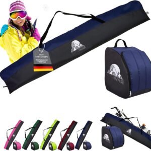 Ski Set Tas - Wintersport Bagage - Veilig Transport - Waterdicht Cordura - 180 cm - Zwart Blauw