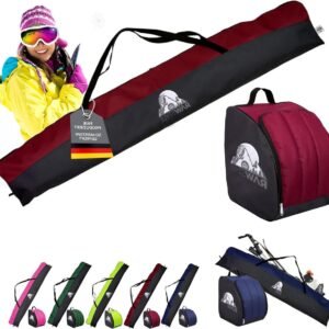Ski Set - Winter Sport Bag - Wintersport Transport - Waterproof Cordura Fabric - 190 cm - Zwart-Bordeaux