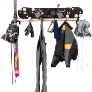 Ski Snowboard Plank - Opbergrek Winterspullen - Ruimte Organiseren - Met 10 Haken - 60 inch Breed - Onbehandeld