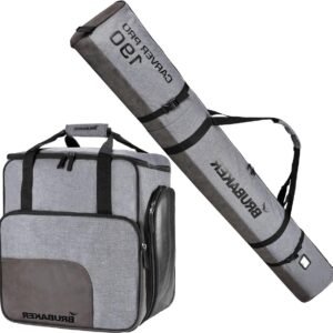 Ski Tas Set - Wintersport Bagage - Skitransport en Opslag - Versterkt en Gevoerd - 190 cm - Grijs Zwart