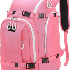 Ski boot bag - Ski backpack - Winter sport storage - Helmet compartment - 50 litres - pink