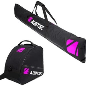 Ski en Laars Tas - Wintersport Set - Reizen met Uitrusting - Gewatteerde Bescherming - Tot 200 cm - Roze