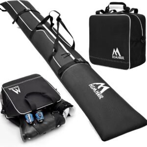 Ski en Laarzen Tas - Wintersport Combo - Reizen en Opslag - Waterbestendig Gewatteerd - Tot 200cm Ski's - Zwart