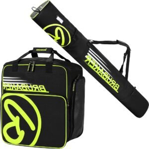 Ski en Skischoen Tas - Wintersport Set - Veilig Vervoeren - Versterkte Glasvezel - 190 cm - Zwart Neon Geel