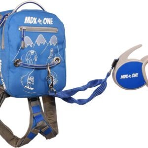 Ski en snowboard harnas - Trainingssysteem kinderen - Leren skiën snowboarden - Intrekbare riem schokabsorberend - One size - Cobalt
