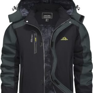 Ski-jas voor heren, warm gevoerd en waterdicht, ademende softshell met capuchon