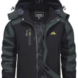 Ski-jas voor heren, warm gevoerd en waterdicht, ademende softshell met capuchon