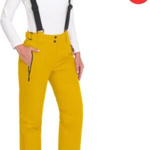 Skibroek - Skipak - Snowboard Broek - Winterbroek - Sneeuwbroek - Dames - Wintersport - Bretels - Geel - Maat S
