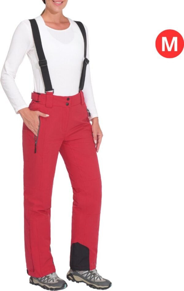Skibroek - Skipak - Snowboard Broek - Winterbroek - Sneeuwbroek - Dames - Wintersport - Bretels - Rood - Maat M