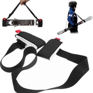 Skidraagriem - Skibanden set - Ski vervoer - Verstelbaar en gevoerd - 65 x 115 cm - Zwart
