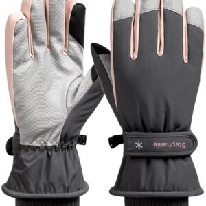 Skihandschoenen - Waterdicht - Touchscreen functie Warm - 1 paar - Voor wintersporten Grijs+Roze