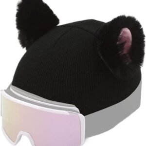 Skihelm Afdekking - Kattenoren Hoofddeksel - Wintersport Bescherming - Grappig Stijlvol Design - Unisex Maat - Zwart