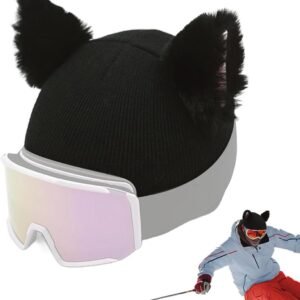 Skihelm Cover - Kattenoor Hoofddeksel - Wintersport Bescherming - Zacht Pluche Materiaal - Universele Pasvorm - Meerkleurig