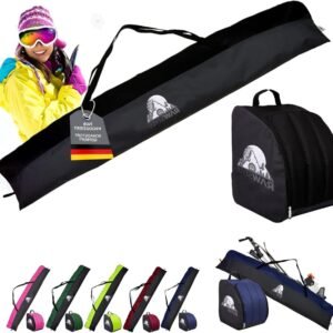 Skischoen en Skitas Set - Wintersport Bagage - Ski Transport - Waterdicht Cordura Materiaal - 190 cm - Zwart