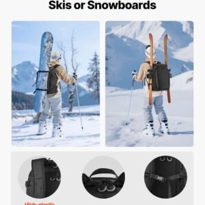 Skischoenen Tas - Rugzak Skischoenentas - 55 L - 1680D Oxford - Waterafstotend - Voor Snowboardschoenen, Helm En Skibril - Zwart