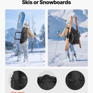 Skischoenentas - 70L Reistas voor ski- en snowboardschoenen - Waterdichte buitenkant en bodem - Slijtvast 1680D Oxford - Met helm- en brillenvak - Zwart